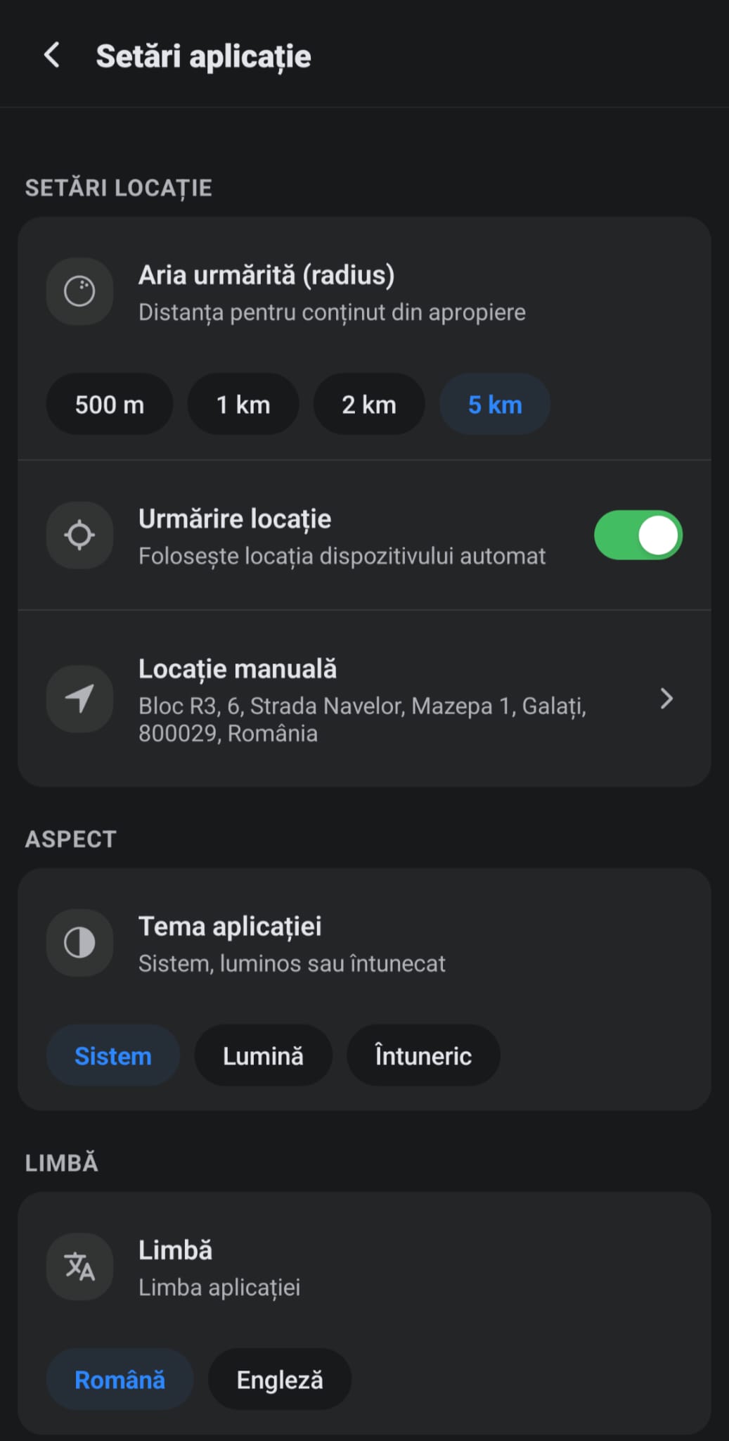 Urban app - dark mode
